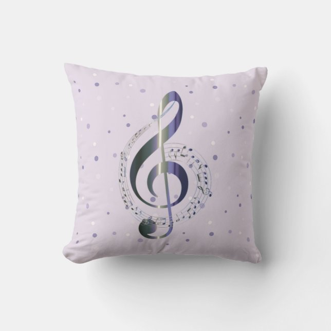 Lila Treble Clef Music Kudde (Framsida)