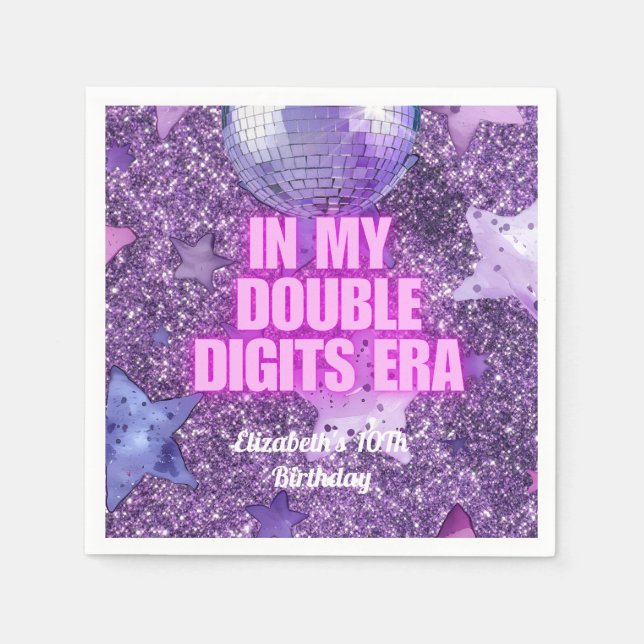 Lila Trendig i min Dubbla anger ERA-födelsedag Pappersservett (Framsidan)