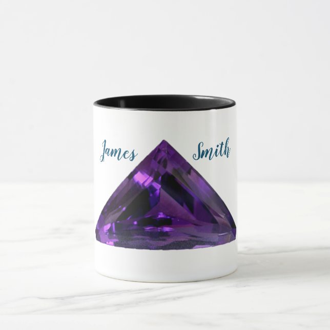 Lila Triangel Ametyst kaffe Mugg med ditt namn (Center)