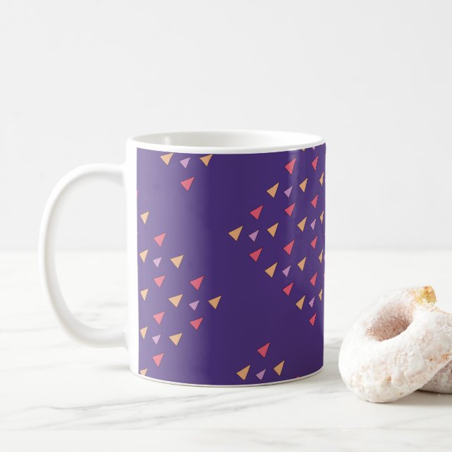 Lila Triangel Geometric Mönster Kaffemugg (Med munk)
