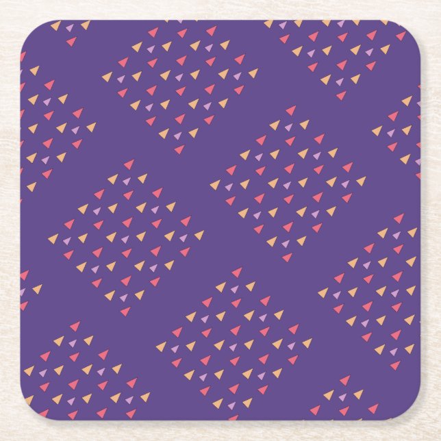 Lila Triangel Geometric Mönster Underlägg Papper Kvadrat (Framsidan)