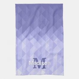 Lila triangelgeometri kvadrat Monogram Kökshandduk