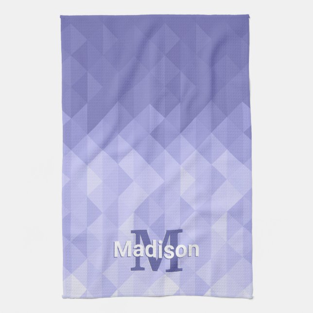 Lila triangelgeometri kvadrat Monogram Kökshandduk (Vertikal)