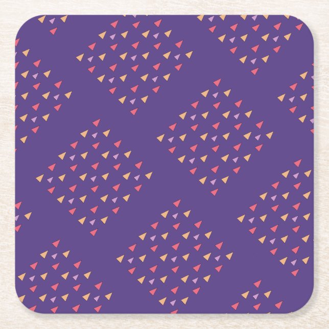Lila triangulär geometrisk mönster underlägg papper kvadrat (Framsidan)