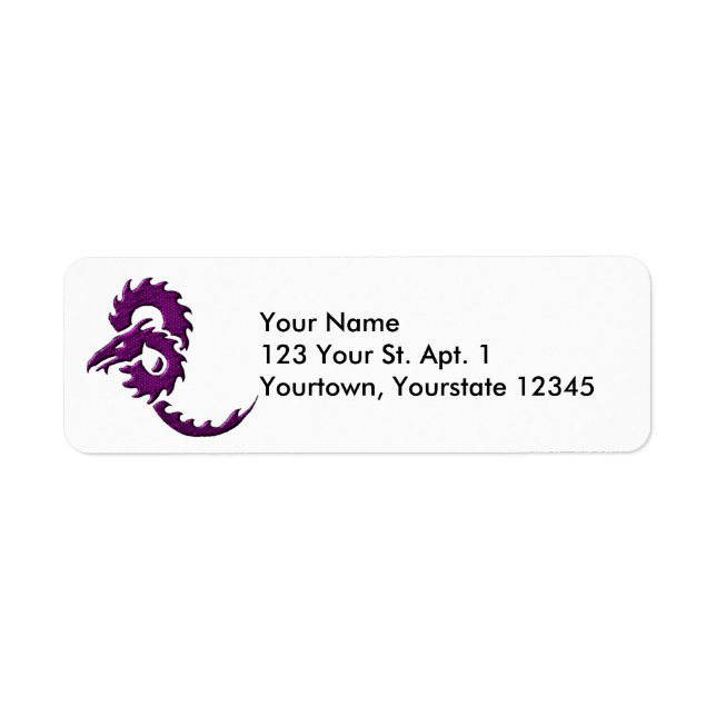Lila Tribal Dragon Address Label Returadress Etikett (Framsidan)
