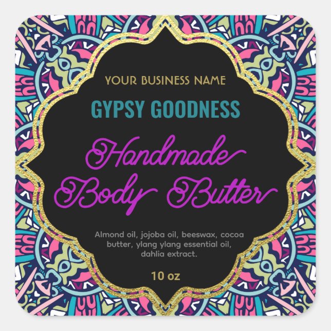 Lila Tribal Ethnic Ornamental Ram etikett (Framsida)