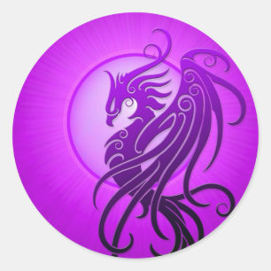 Lila Tribal Phoenix Runt Klistermärke