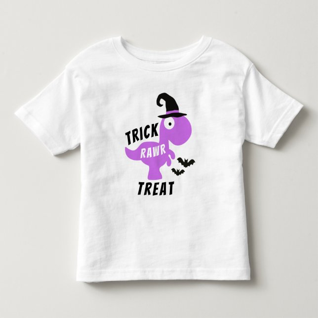 Lila Trick Rawr Treat T-Shirt (Framsida)