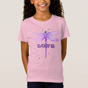 Lila trollslända flickig Kärlek söt Flickig Insekt T Shirt