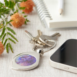 Lila Trollsländas Dis Swirl Silverfärgad Nyckelring