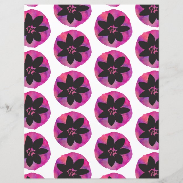 Lila Tropiskt Flower Mönster-skrapbok Papper (Framsida)