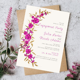 Lila Trumpet Vine Blomsterträdgård Förlovningsfest Inbjudningar