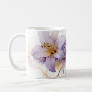 lila tryckt mugg
