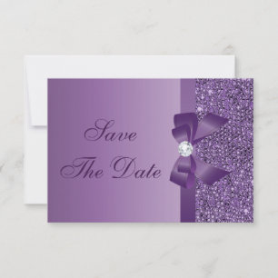 Lila tryckta paljetter bröllop Save the Date Spara Datumet
