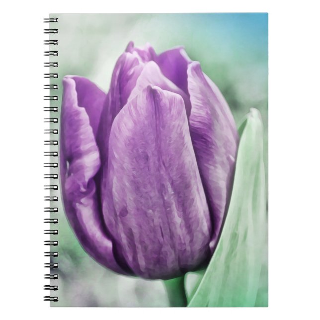 Lila Tulip Art Flower Journal bärbar dator Anteckningsbok (Framsidan)