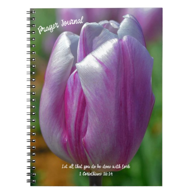 Lila Tulip Bible Verse Prayer Journal Anteckningsbok (Framsidan)