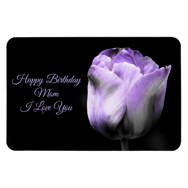 Lila Tulip Birthday Mamma *anpassa/anpassa* Magnet (Horisontell)