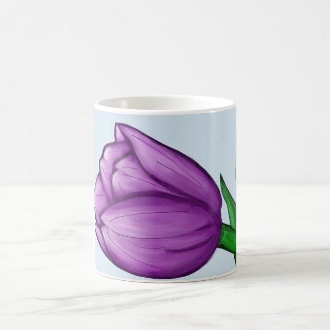 Lila Tulip Blommigt Kärlek Personlig Blue Mugg (Center)