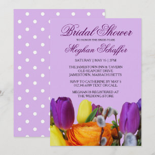 Lila Tulip Bouquet Inbjudningskort för möhippa