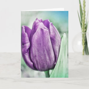 Lila Tulip Close Löv Scripture Card Psalm 63:8 Kort