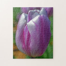 Lila Tulip Flower Art Puzzle Pussel