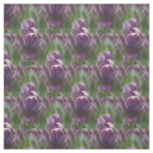 Lila Tulip Flower Nature Mönster Tyg
