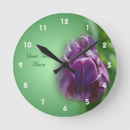 Lila Tulip Flower Personlig Rund Klocka