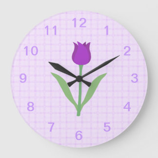Lila Tulip Flower Stor Klocka