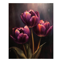 Lila Tulip Flowers Art Print Poster