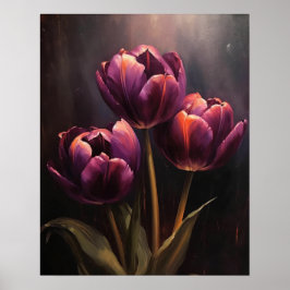 Lila Tulip Flowers Art Print Poster