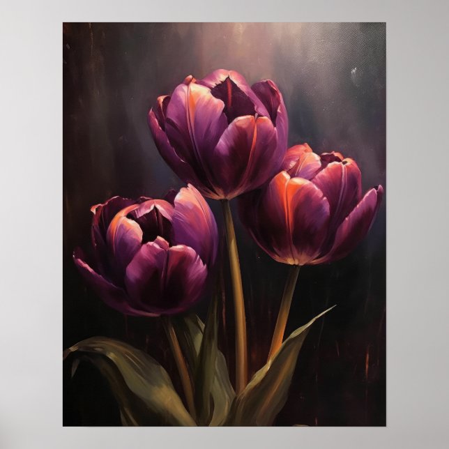 Lila Tulip Flowers Art Print Poster (Framsidan)