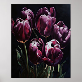 Lila Tulip Flowers Art Print Poster