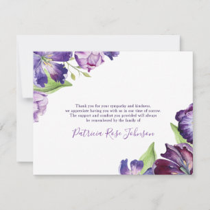 Lila Tulip Flowers Funeral Memorial Tack Kort