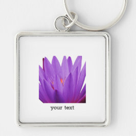 Lila Tulip Fyrkantig Silverfärgad Nyckelring