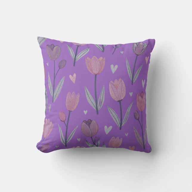 Lila tulip kastkudde kudde (Framsida)