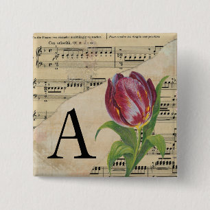Lila Tulip Lakan Music Monogram Initial A Knapp