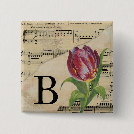 Lila Tulip Lakan Music Monogram Initial B Knapp
