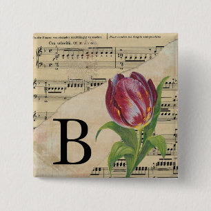 Lila Tulip Lakan Music Monogram Initial B Knapp