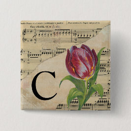 Lila Tulip Lakan Music Monogram Initial C Knapp
