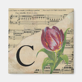 Lila Tulip Lakan Music Monogram Initial C Magnet