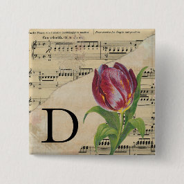 Lila Tulip Lakan Music Monogram Initial D Knapp
