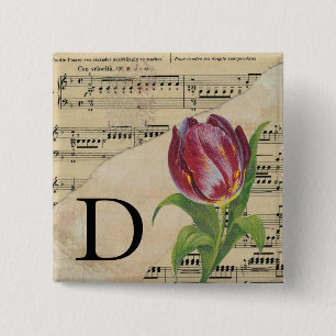Lila Tulip Lakan Music Monogram Initial D Knapp