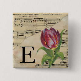 Lila Tulip Lakan Music Monogram Initial E Knapp