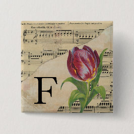 Lila Tulip Lakan Music Monogram Initial F Knapp