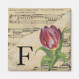 Lila Tulip Lakan Music Monogram Initial F Magnet