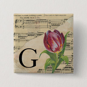Lila Tulip Lakan Music Monogram Initial G Knapp