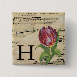 Lila Tulip Lakan Music Monogram Initial H Knapp