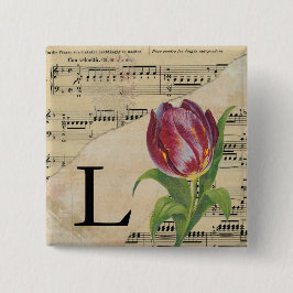 Lila Tulip Lakan Music Monogram Initial L Knapp