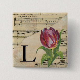 Lila Tulip Lakan Music Monogram Initial L Knapp