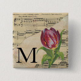 Lila Tulip Lakan Music Monogram Initial me Knapp